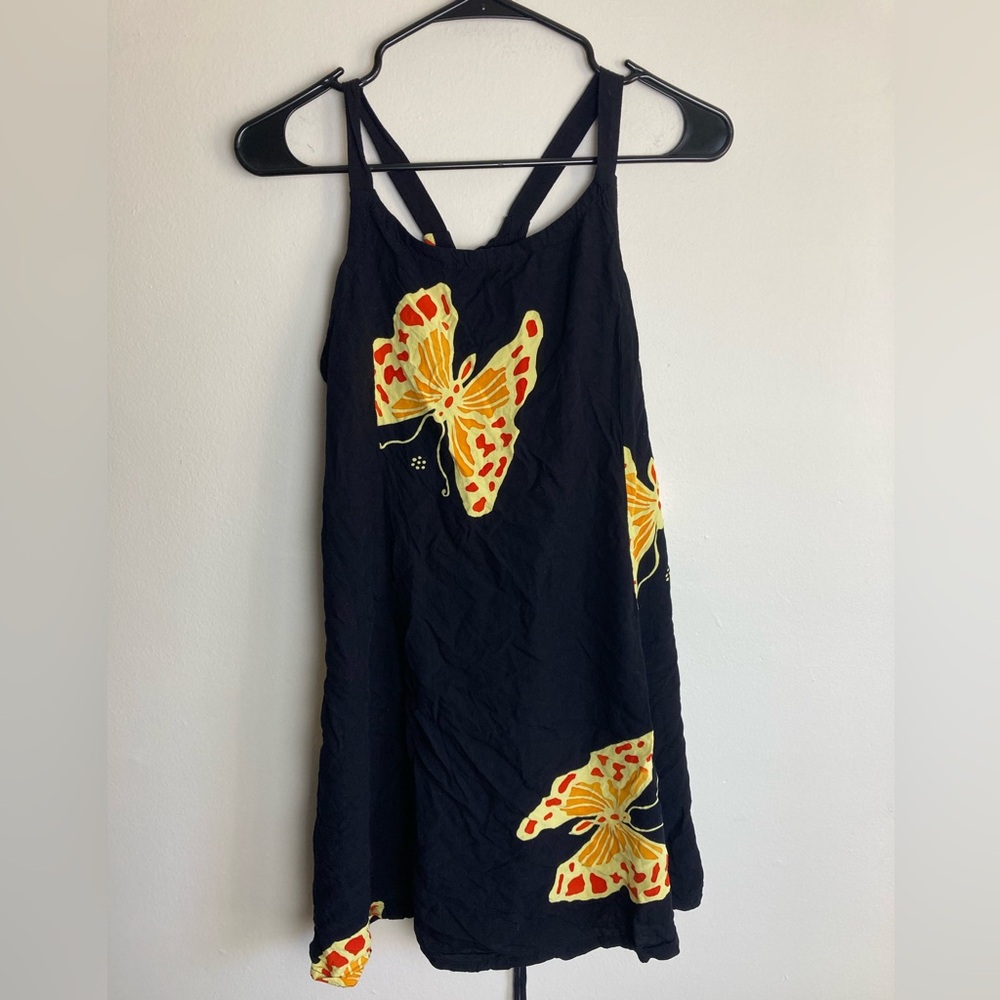 Wind River Trading Mini Dress Lace Up One Size Black Butterflies Hippie Y2K M\L
